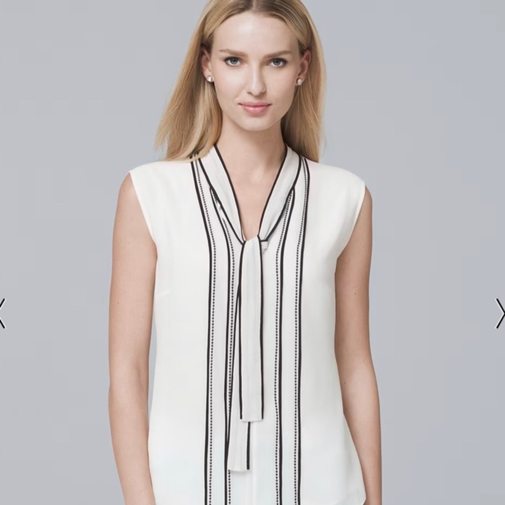 White House Black Market White Contrast Piping Size 2